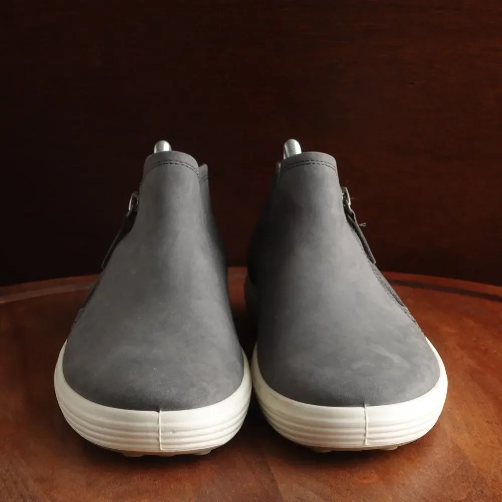 Ecco Shoes Womens Size EU 42 US‎ 11-11.5 Gray Soft 7 Leather Bootie Comfort Zip